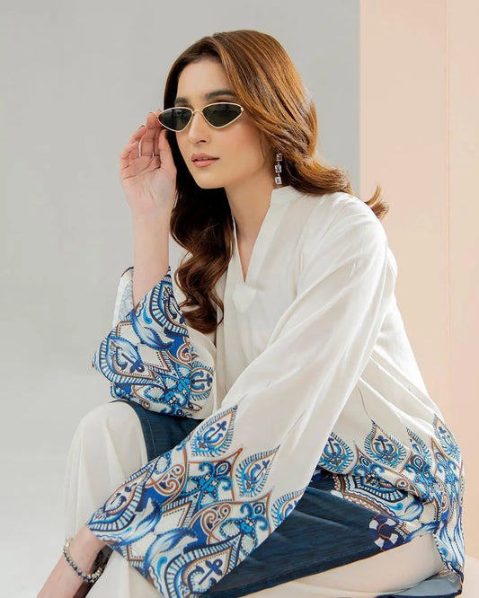 2pcs women's Swiss lawn printed shirt and trousers