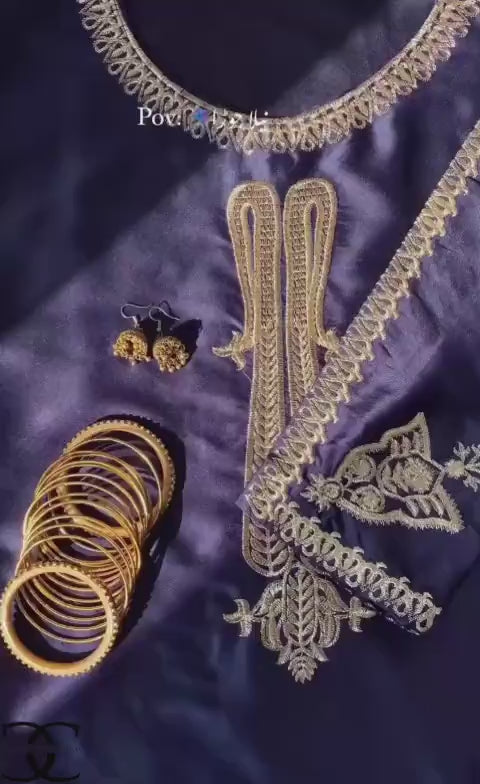 3pcs women's stitched shamoz  silk embroidered shirt and trousers