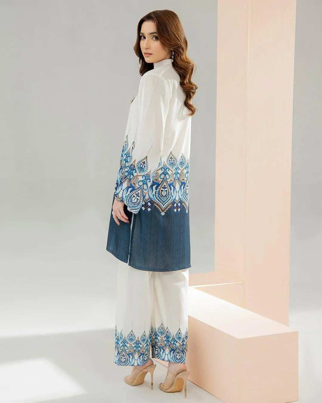 2pcs women's Swiss lawn printed shirt and trousers