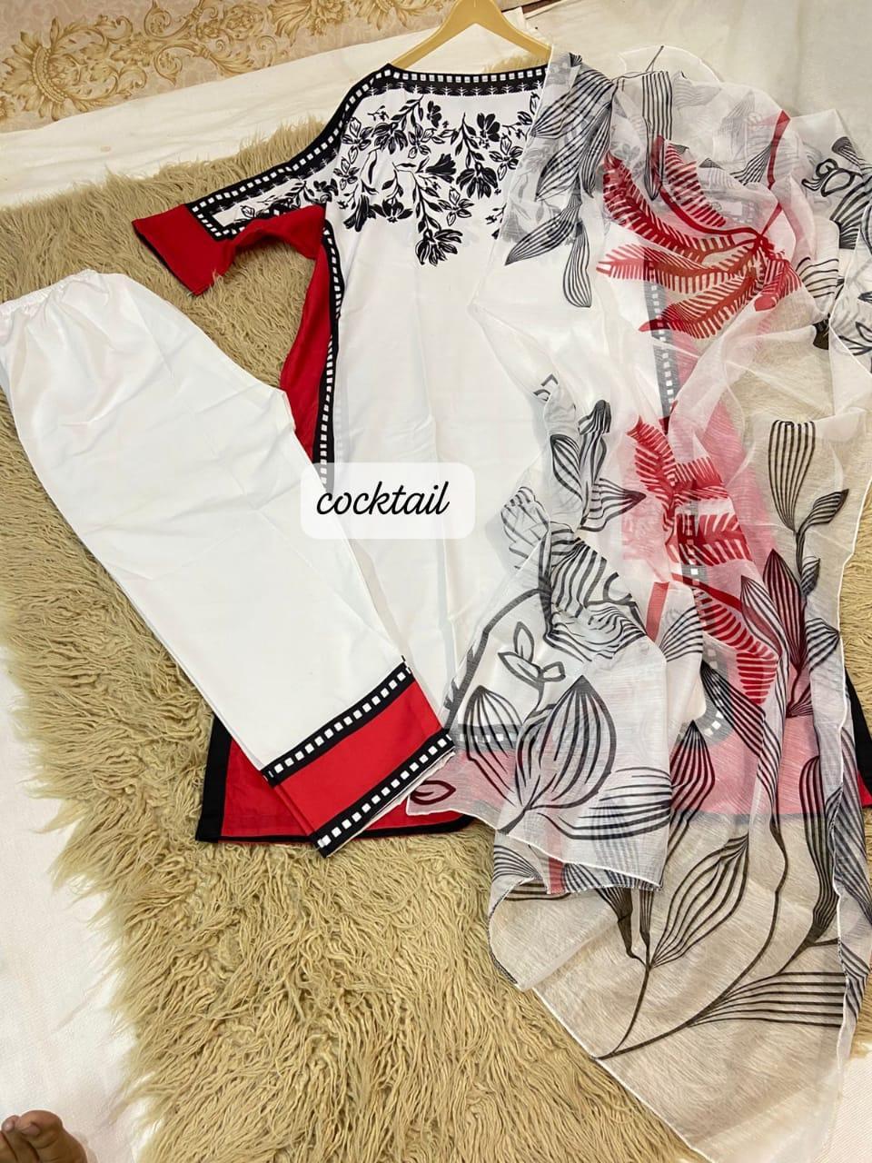 3pcs women's stitched grip silk  painted kaftan suit