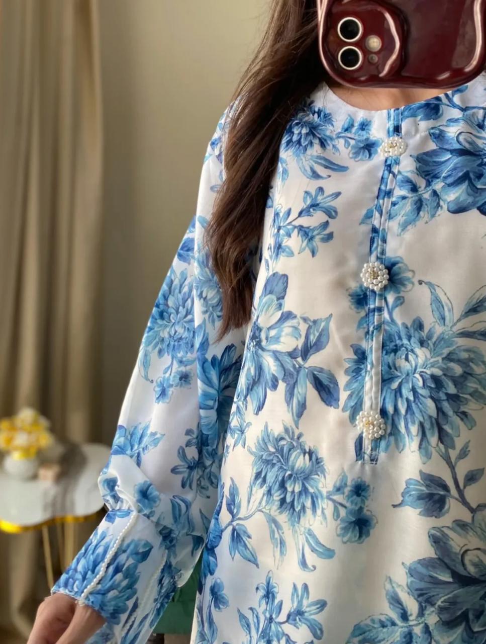 2pcs women's stitched swiss lawn printed shirt and trousers